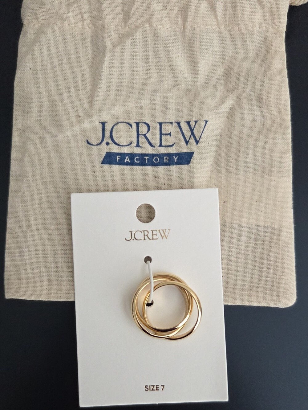 JCrew Gold Trinity Ring, Size 7